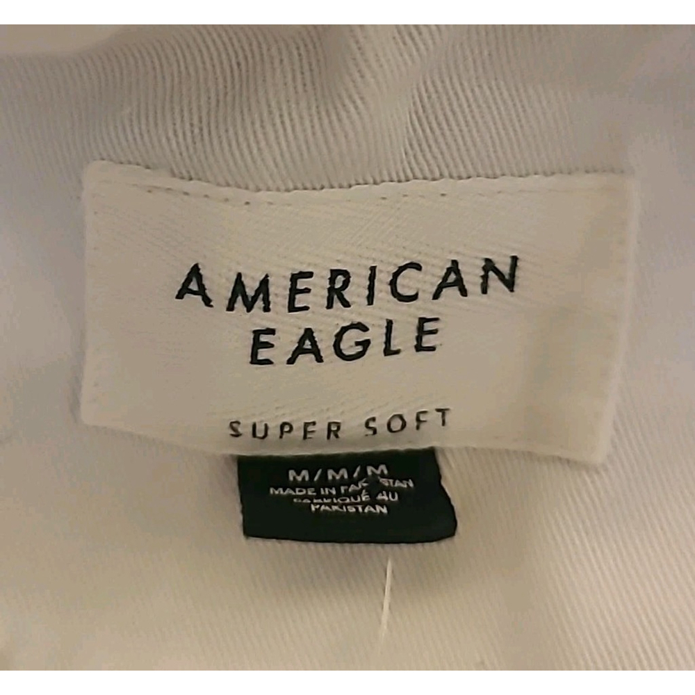 American Eagle Super Soft Long Sleeve Rugby Polo Size Medium Blue White Striped - Picture 7 of 13